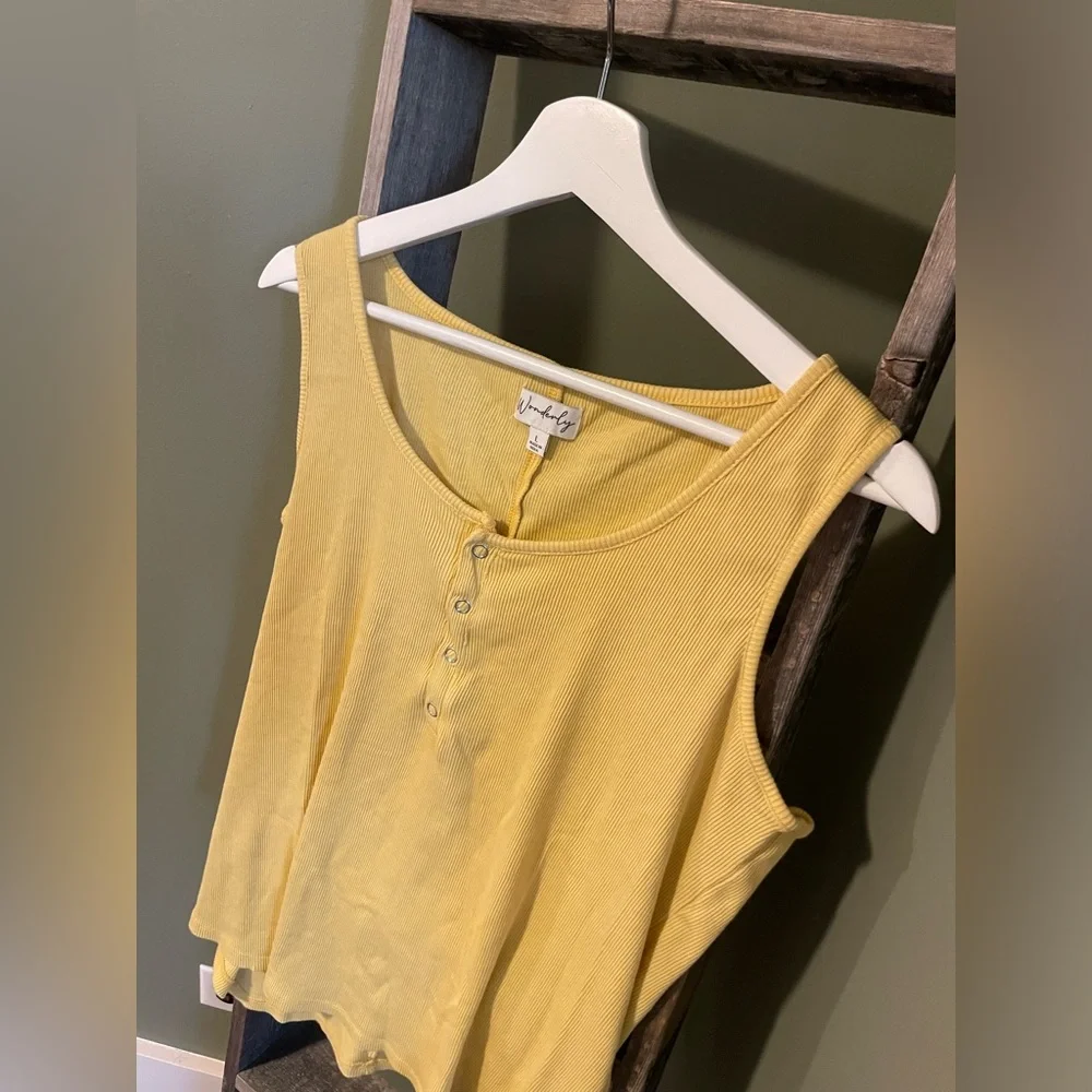 Wonderly Button-Front Ribbed Tank - Picture 2 of 4